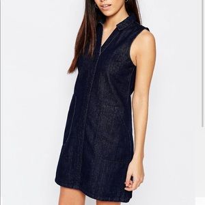 Chic Sleeveless Denim Trapeze Mini Dress Sz 2 New